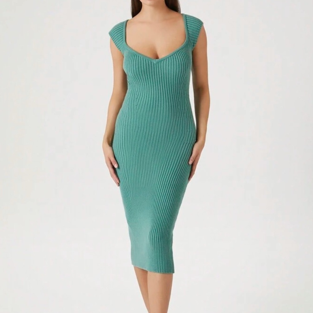Knit sweater body con midi dress
